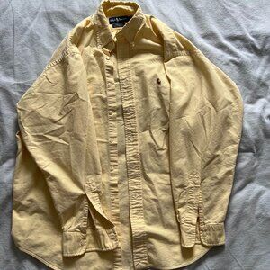 Ralph Lauren Yarmouth Oxford Shirt Butter Yellow Pony Logo Button Down Mens 16.5